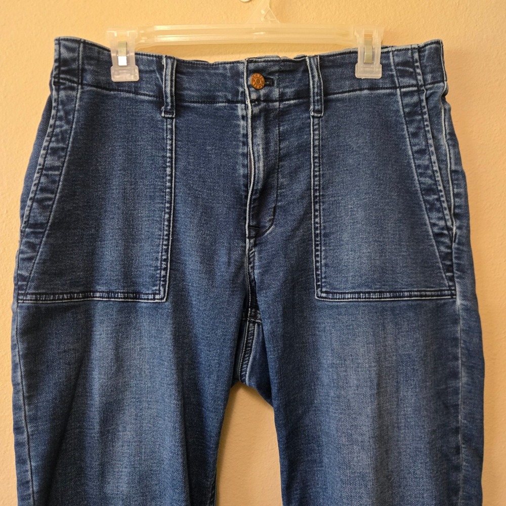 J.Crew Denim Joggers Womens 31 Medium Wash Utility Patch Pocket Elastic Waist - Picture 2 of 10